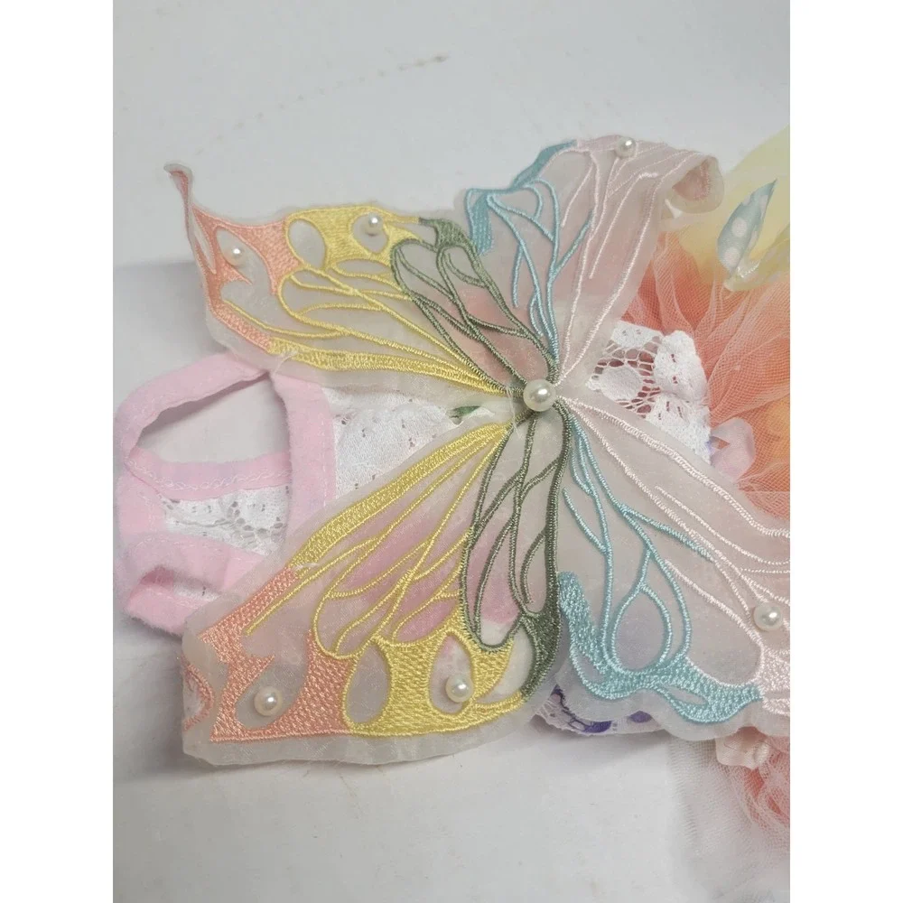 Pastel Butterfly Pet Tutu Dress Lace Floral Fairycore Small Dog Cat Costume